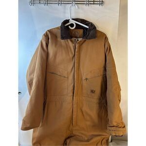 Berne Bear duck brown zipper quilted coveralls short‎  XLS (48-50) rn#18101